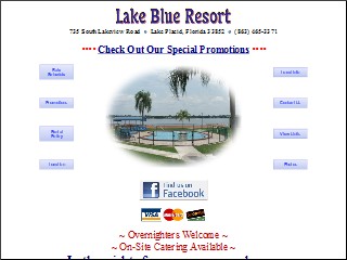 Web site www.lakeblueresort.com, Lake Blue Resort